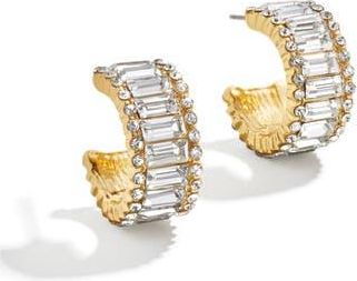 BaubleBar Baguette & Round Crystal Huggie Hoop Earrings in Gold at Nordstrom Rack