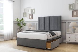 Sloomy Kansas Coniston Divan Set 2 Drawers-54 Headboard in Dark Grey | Size: Double