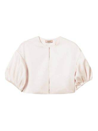 Twin-Set duchess-satin puff-sleeve jacket - Pink