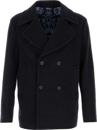 Etro Etro Mens Midnight Blue Wool Coat - Dark Blue - Size X-Large