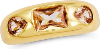 Savvy Cie Jewels GOLD PLATED MULTISHAPED CHAMPAGNE BAND RING