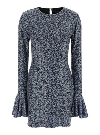 Rotate Mini Blue Backless Dress With All-Over Sequins Woman