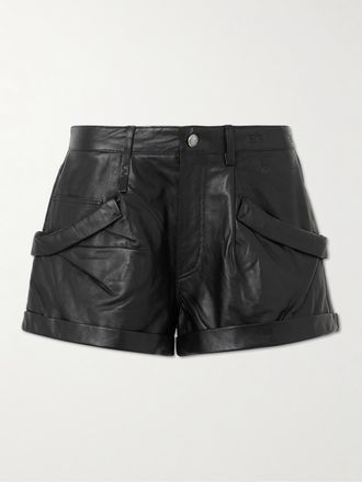 R13 Shorts In Pelle Arricciata - Nero