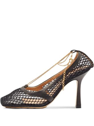 Bottega Veneta chain-detail square-toe pumps - Black