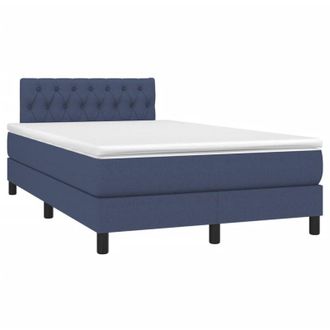 vidaXL Cama Box Spring Con Colch&oacute;n Y Luces Led Tela Azul 120x190 Cm Vidaxl