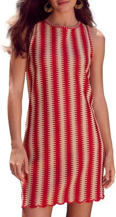 Next Open Stitch Sleeveless Minidress in Red Multi at Nordstrom, Size X-Large