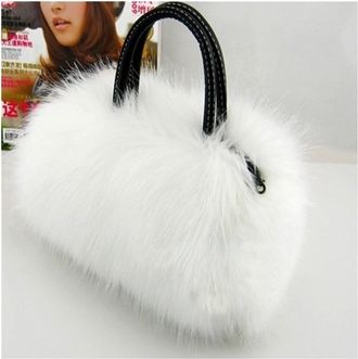 Generic Womens Plush Bags Winter Plush Bag Long Handbag Womens Crossbody Bag Fashion Trend Shoulder Bag Purses and Handbags(WHITE)
