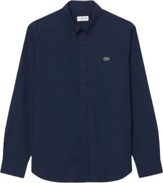 Lacoste Regular Fit Stretch Poplin Overhemd - Heren - Casual Overhemden - Blauw - 2XL - Katoen - Overhemden