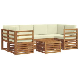 vidaXL Conjunto De Sof&aacute;s De Exterior Con Coj&iacute;n 7 Pcs Natural Y Crema Vidaxl