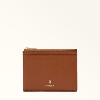 Furla Camelia Porta Carte Di Credito M Cognac H Marrone Pelle Stampata Donna