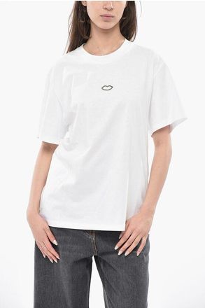 Stella McCartney Cotton T-Shirt KISS with Rhinestone Detail size M