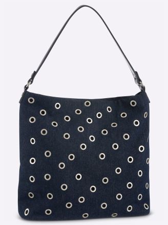 Heine Umh&auml;ngetasche HEINE, Damen, Gr. B/H/T: 35cm x 29cm x 12cm, schwarz denim, Metall, Viskosemischung, unifarben, Taschen Umh&auml;ngetasche