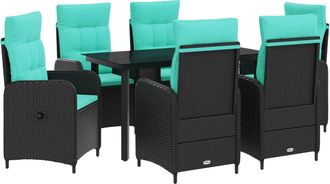 vidaXL Conjunto De Comedor De Jard&iacute;n 7 Uds. Negro Y Turquesa Vidaxl