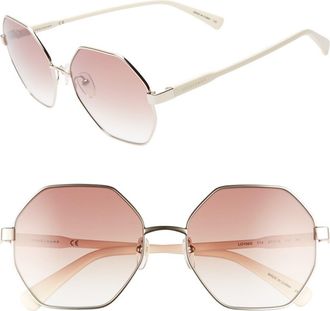 Longchamp Le Pliage 57mm Gradient Octagonal Sunglasses in Gold at Nordstrom