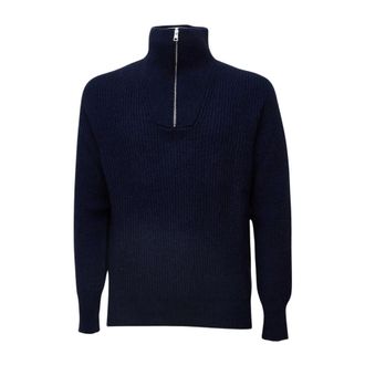 Amaranto Maglione a collo alto con mezza zip - - Knitwear - Uomo - Blu - S
