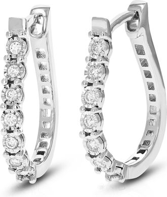 Vir Jewels 1/5 cttw Round Lab Grown Diamond Hoop earrings crafted in.925 Sterling Silver with Prong Setting
