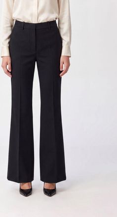 Sportmax Pantaloni flared in lana vergine a vita alta con chiusura a scomparsa