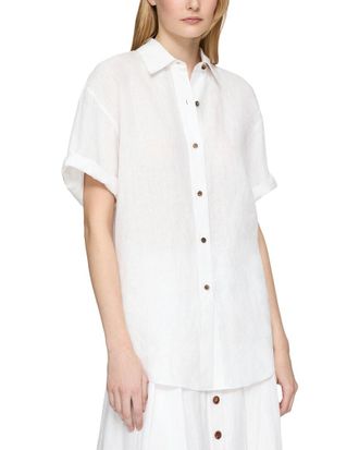 Lafayette 148 New York Drop Shoulder Button Oversized Blouse