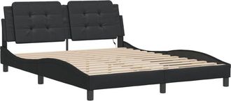 vidaXL Vidaxl - Estructura De Cama Con Luces Led Cuero Pe Negro 160x200 Cm