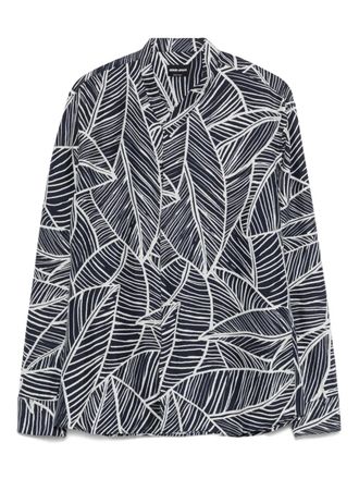 Giorgio Armani graphic-print shirt - men - Silk - 43 - Blue