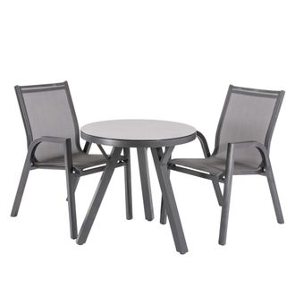 ED&Egrave;N JARD&Iacute; Conjunto de mesas y sillas de jard&iacute;n redonda antracita