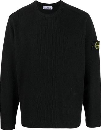 Stone Island Ribbed Fleece Sweatshirt Black 781565656-V0029