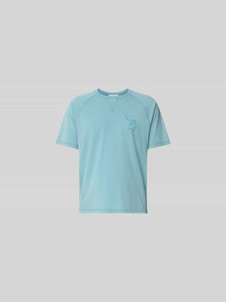 Maison Kitsun&eacute; Regular Fit T-Shirt mit Logo-Print in Petrol, Gr&ouml;&szlig;e XL