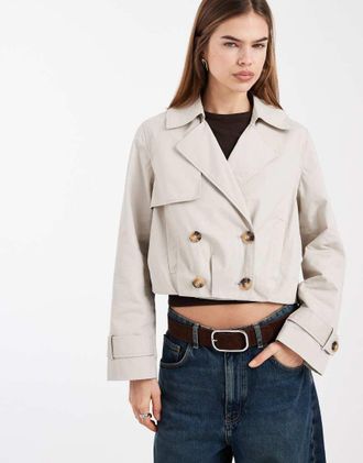 New Look Trench taglio corto color pietra-Neutro