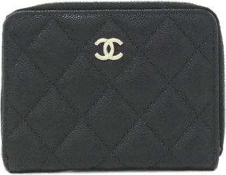 Chanel Black Grained Calfskin Wallet (Bi-Fold) (Pre-Owned)