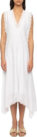 Zadig&Voltaire Rerol Tomboy Lace Trim Sharkbite Hem Cotton Blend Dress in Judo at Nordstrom, Size X-Small