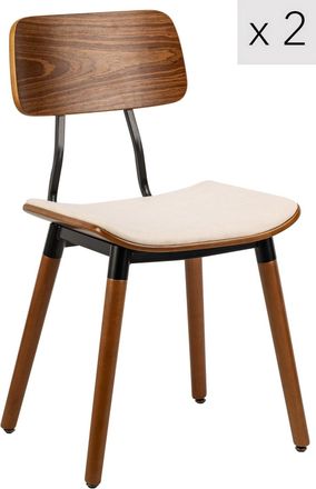 Nordlys Set 2 sillas escandinavas en madera y tejido beige