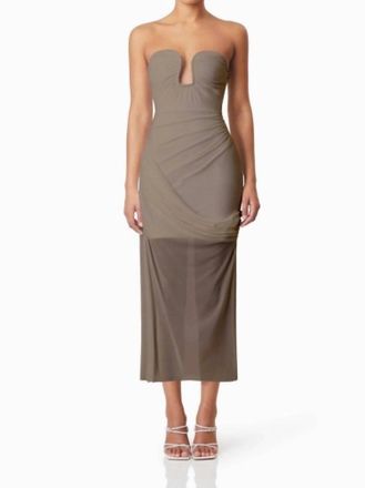 Elliatt Phoebe Strapless Midi Dress In Mushroom
