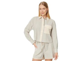Madewell Flap-Pocket Crop Button-Up Shirt in Poplin Womens Clothing Distant Surplus : LG (Womens 10-12), Cotton/Down