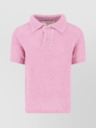 ERL textured short sleeve polo neck top