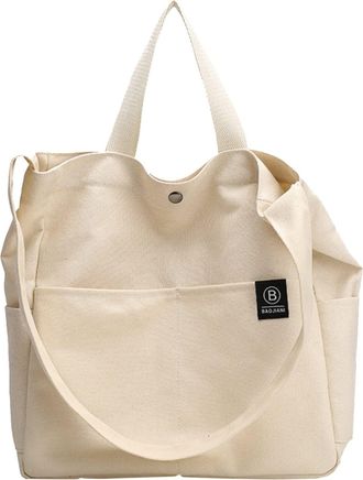 Generic Canvas Tote Handbag for Women Durable Work and Shopping Custom Designer Clutch Wristlet Purse (White, One Size)