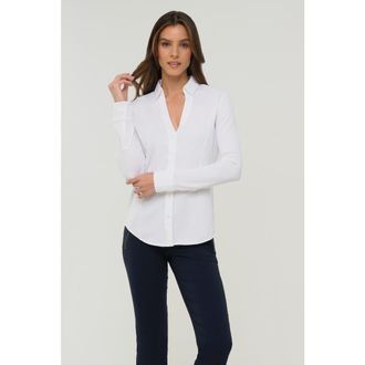 Anatomie Nikki Longsleeve Pique Shirt in White at Nordstrom, Size X-Large