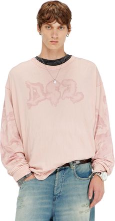 Diesel Relaxed long sleeve tee with blotched print - T-Shirts - Man - Pink