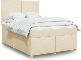 vidaXL Cama Box Spring Con Colch&oacute;n Tela Color Crema 160x200 Cm Vidaxl