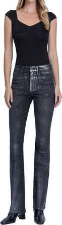 Flying Monkey High Rise Metallic Coated Bootcut Jeans In Black