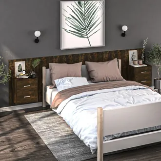vidaXL Mesita De Noche De Pared 2 Unidades Color Roble Ahumado Vidaxl