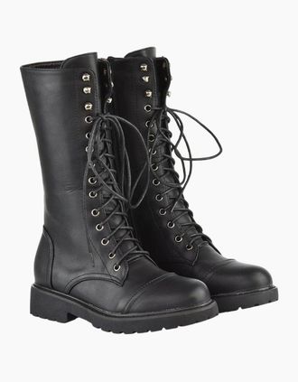 XY London Womens XY London Womens/Ladies Mulan Chunky Lace Up Knee-High Boots - Black - Size: 4