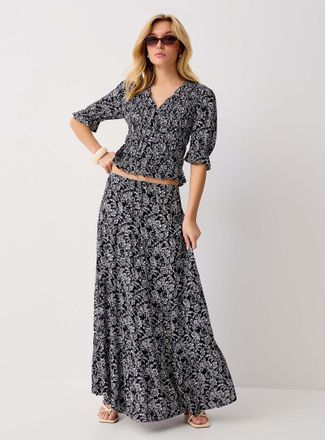 Icone Womens Crinkled tiered maxi skirt