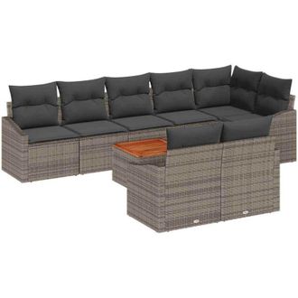 vidaXL Conjunto De Sof&aacute; De Jard&iacute;n 9 Pcs Gris Vidaxl