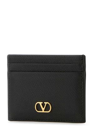 Valentino Garavani Womens Black Leather Card Holder Nero Portafogli Wallet