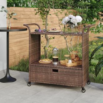 vidaXL Bar De Bar Con Caj&oacute;n 100x45x97 Cm Mimbre Pe Brown