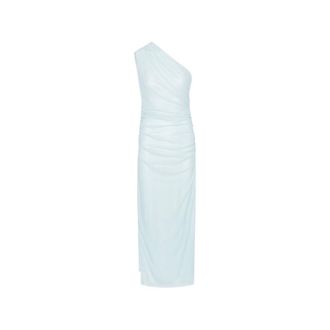 Rotate ROTATE Birger Christensen, Gowns, female, Blue, Size: 2XS Long One-Shoulder Slim Dress