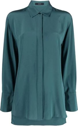 Joseph Elegante Cr&ecirc;pe de Soie Blouse - Dames - Overhemden - Groen - XS - Overhemden