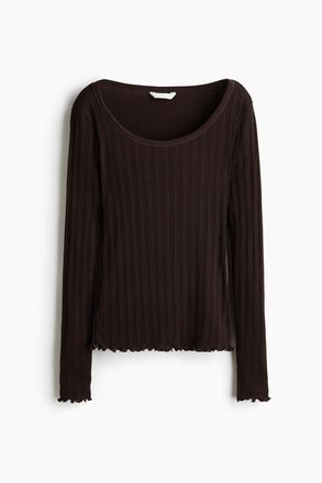 H&M Shirt aus Pointelle-Jersey - Dunkelbraun