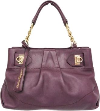Ferragamo Pre-owned Gancini Handtas - Dames - Vintage Handtas - Paars - ONE Size - Leer - Vintage