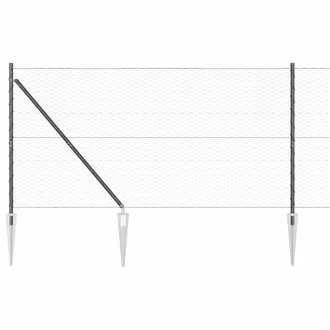 Berkfield Home Hexagon Fence Grey 1.4x25 m Steel